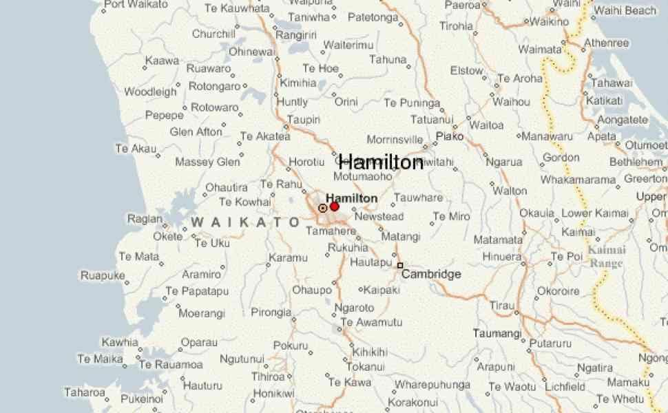 Kort af hamilton nýja-sjáland